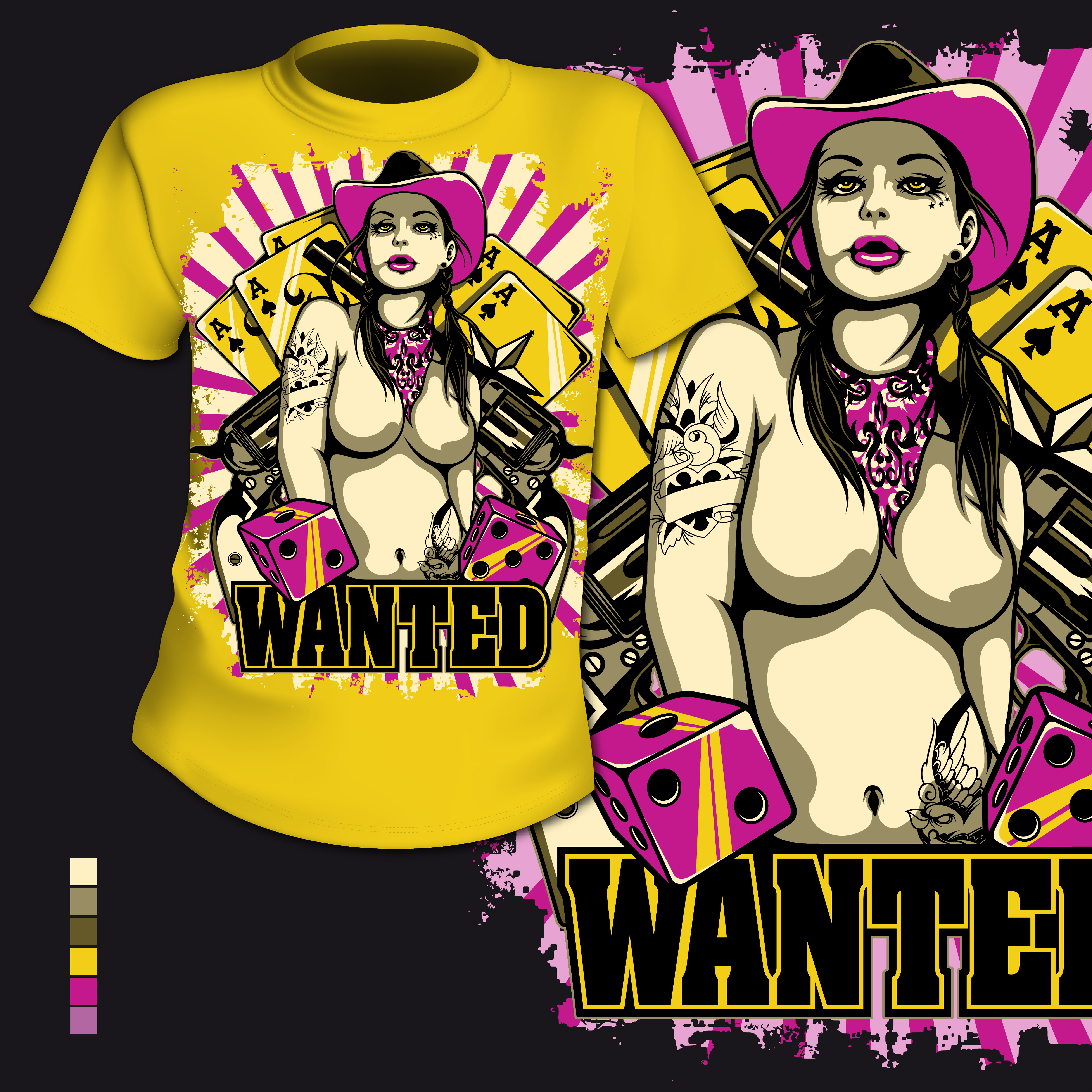 Wanted Crazy T-Shirt Mockup EPS Vector Resource